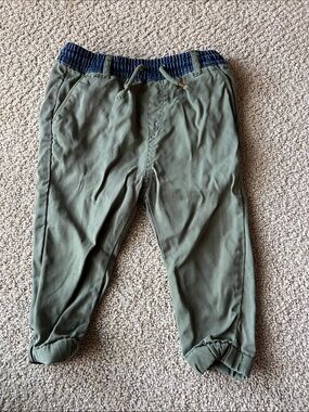 Zara Olive Green Jogger Pants with Navy Waistband